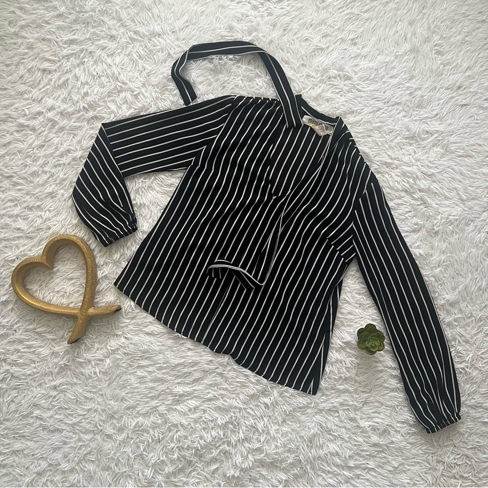 Mimi Chica Black and White Striped Blouse